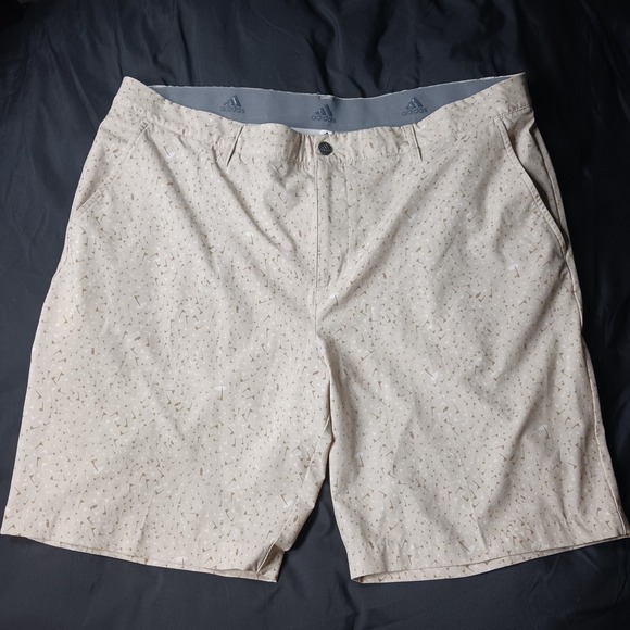 NWOT Adidas 365 Flag Ult Print Short Chino Golf Sz 38 HA9126 Brown Hemp Wht RFID - Picture 2 of 16